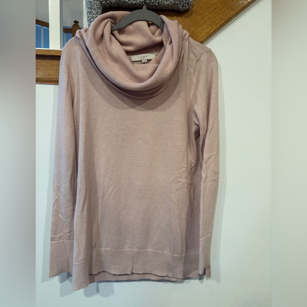 LOFT Women's Soft Pink Cowl Neck Sweater